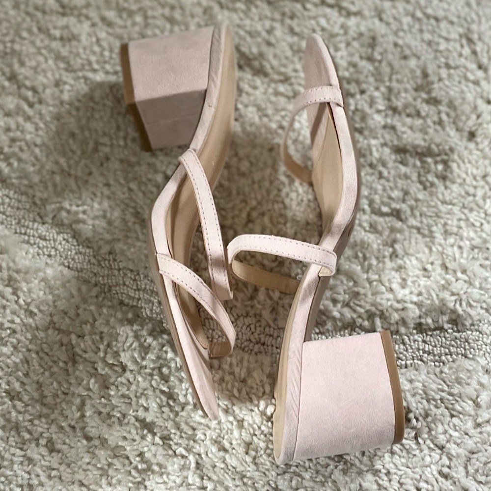 Wild Diva Lounge strappy pink block heels